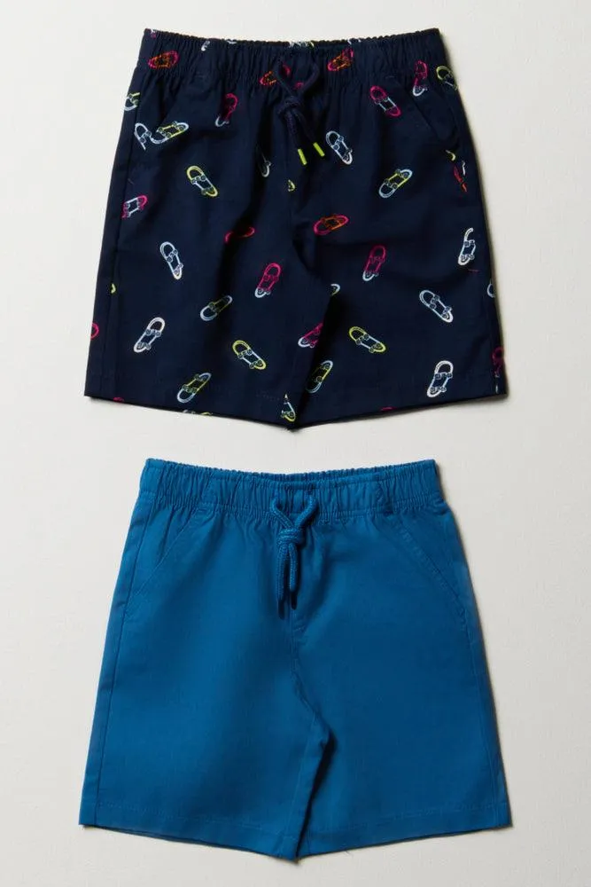 2 Pack Skateboard Shorts Blue & Navy