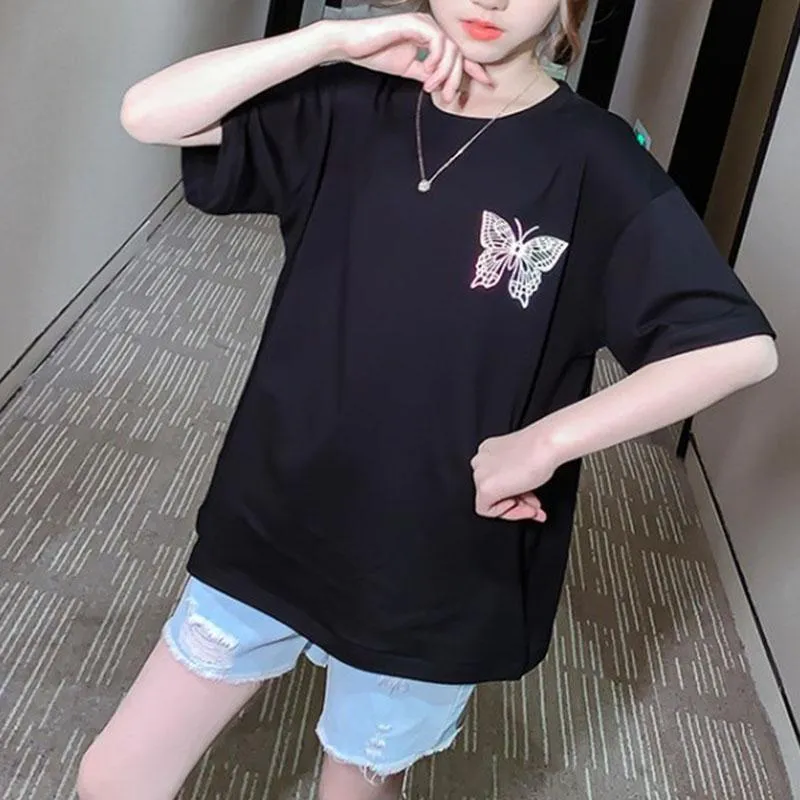 2-piece Butterfly Pattern T-shirt & Shorts for Girl