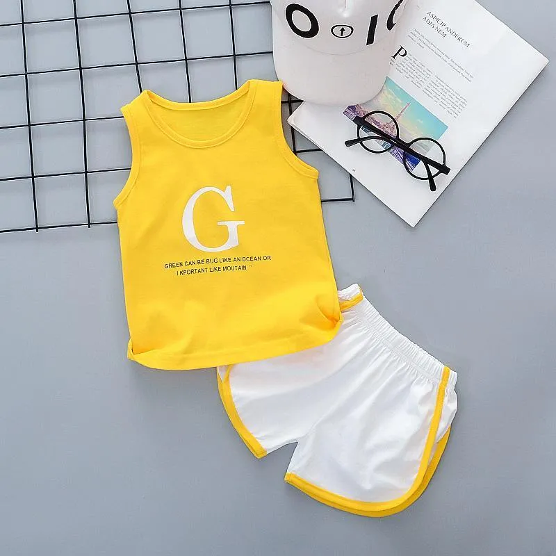 2-piece Letter Pattern Vest & Shorts for Children Boy