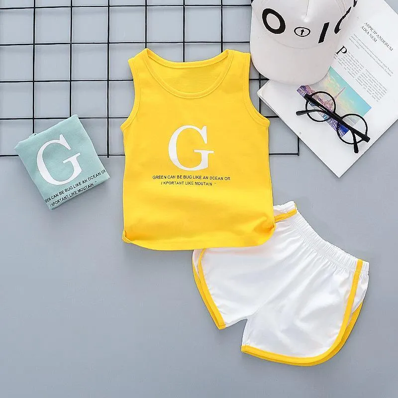 2-piece Letter Pattern Vest & Shorts for Children Boy