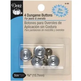 4 Dungaree Buttons Silver