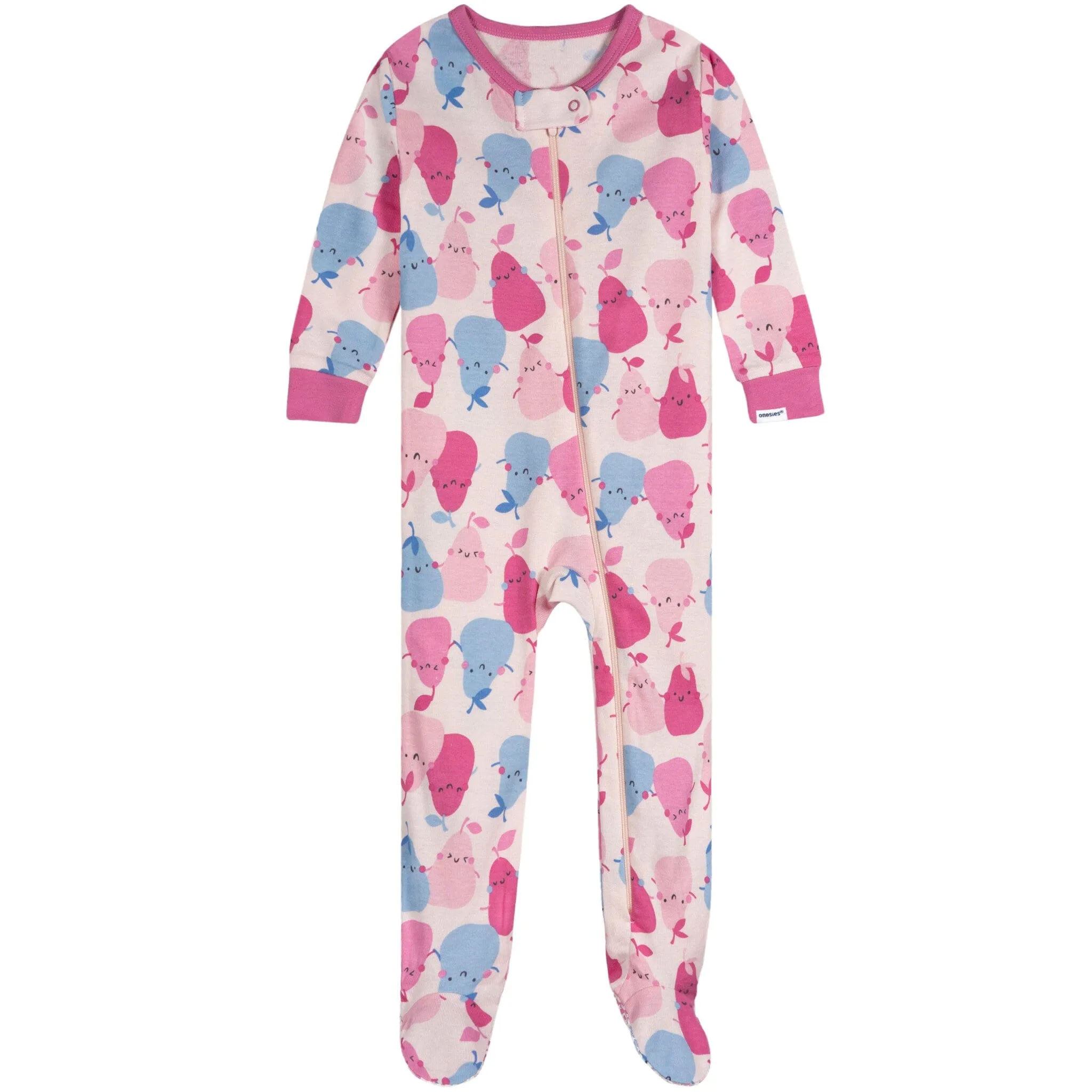 4-Pack Baby Girls Pears Snug Fit Footed Pajamas