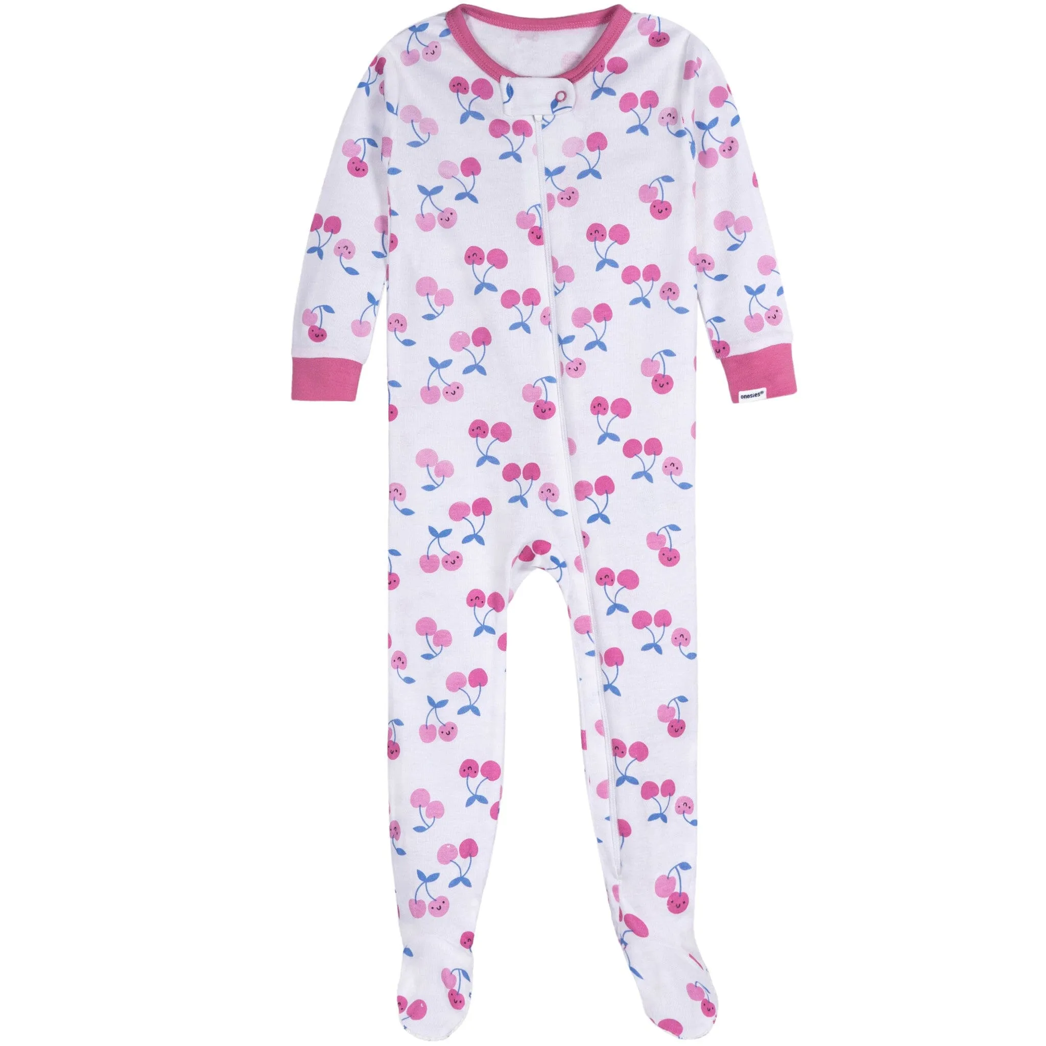 4-Pack Baby Girls Pears Snug Fit Footed Pajamas