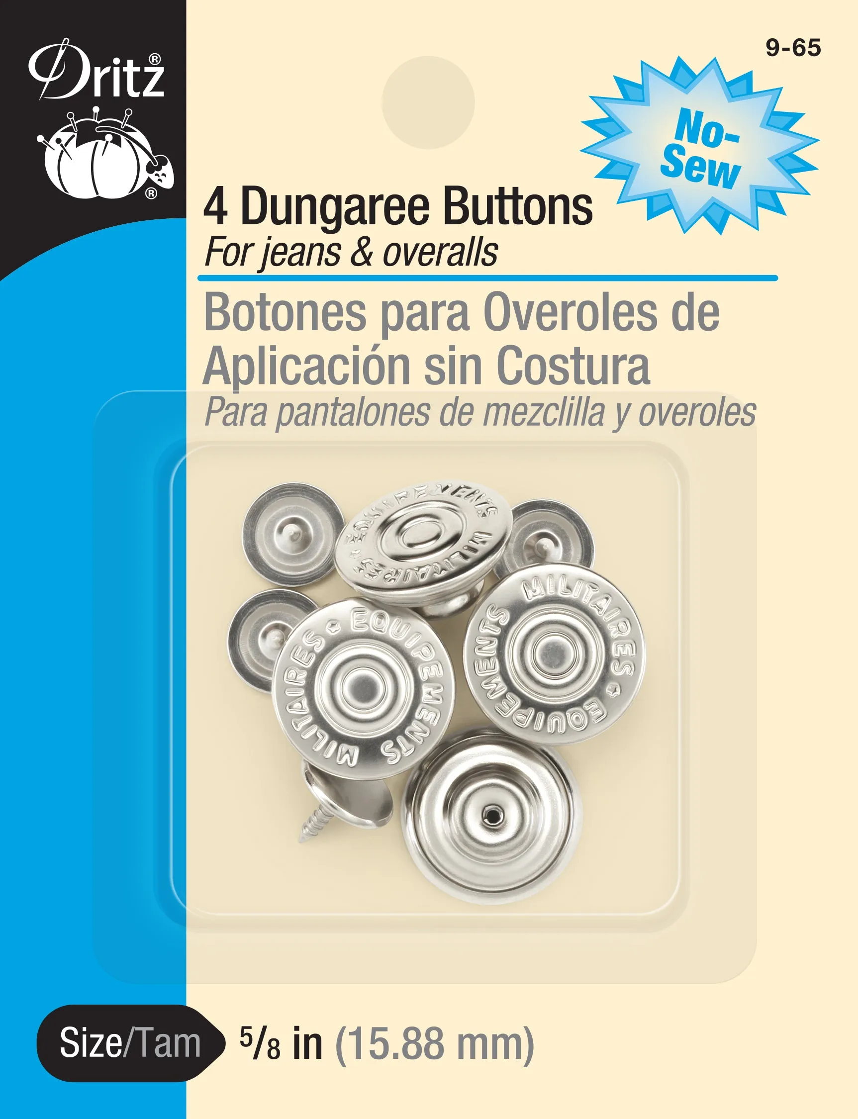 5/8" Dungaree Buttons, 4 pc