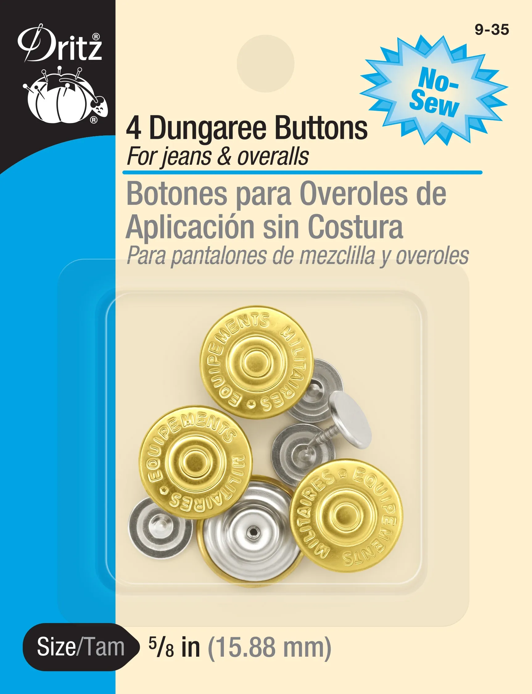 5/8" Dungaree Buttons, 4 pc