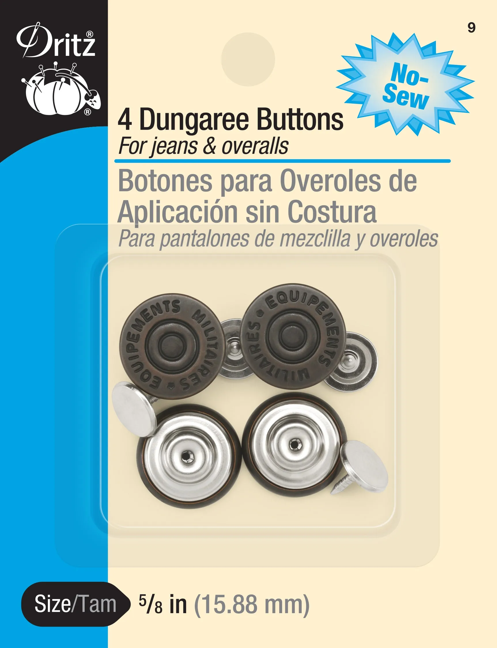 5/8" Dungaree Buttons, 4 pc