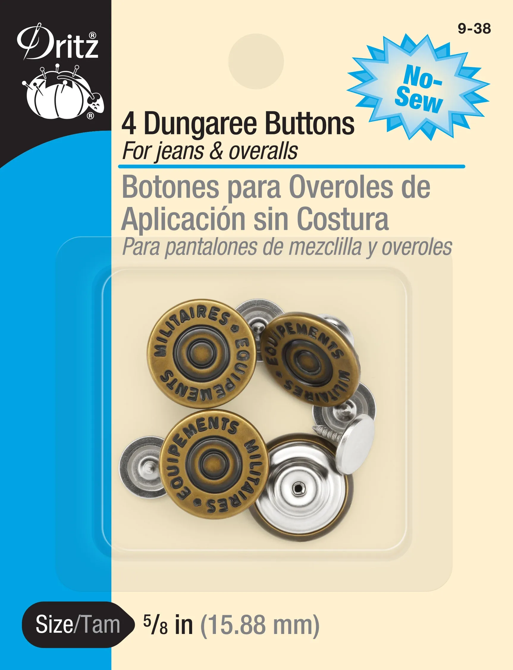 5/8" Dungaree Buttons, 4 pc