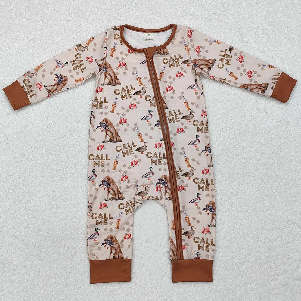 Baby Infant Boys Rompers Duck Call Me Hunting Bamboo Zip Rompers LR1991