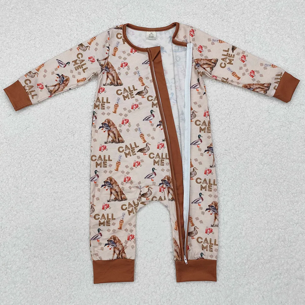 Baby Infant Boys Rompers Duck Call Me Hunting Bamboo Zip Rompers LR1991