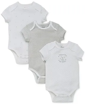 Bodysuit for boys and girls Welcome to the world, set of 3 pieces. Little Me, white