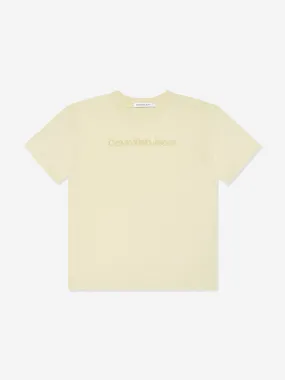 Calvin Klein Boys 3D Raised Embroidered T-Shirt in Beige