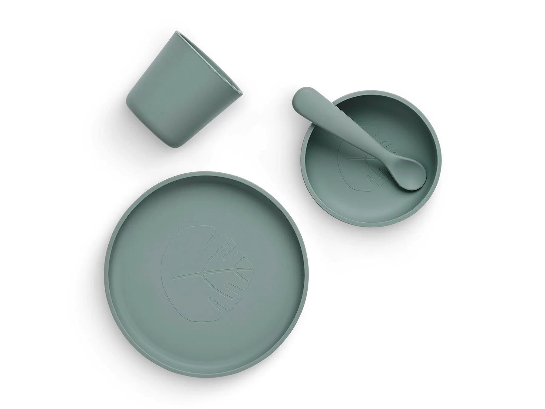 Children's Dinner Set Silicone - Ash Green - 4 Pack