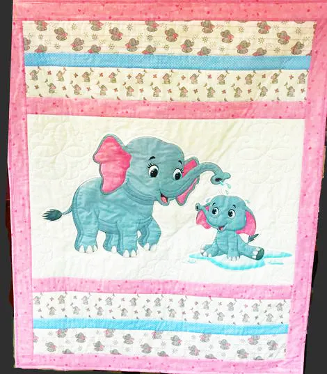 Children's Fabric, EC014, Elephant Quilt Kit 5866