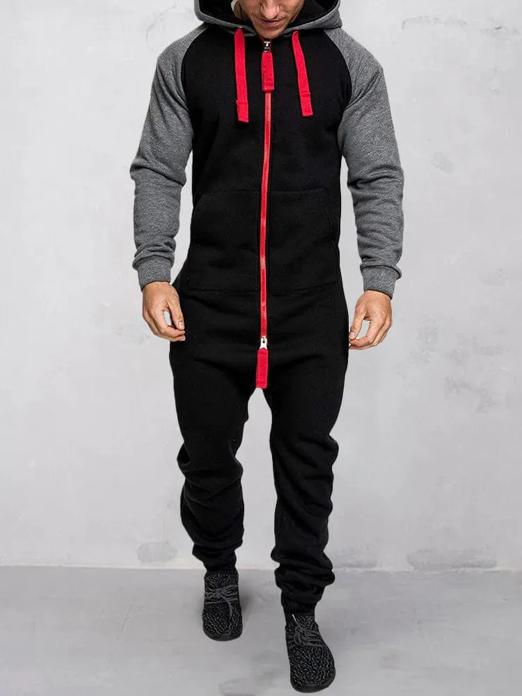 Coofandy Splicing Fleece Sports Jumpsuit