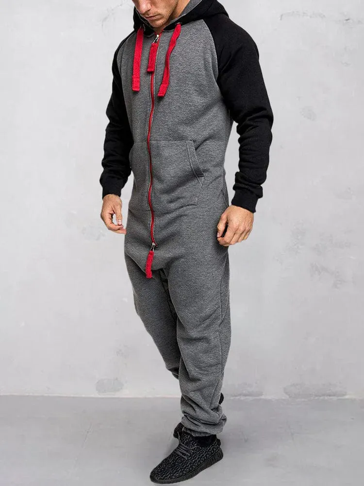 Coofandy Splicing Fleece Sports Jumpsuit