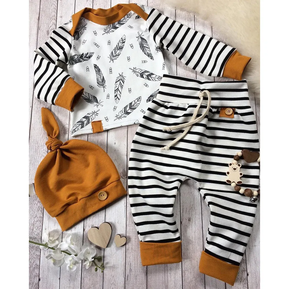 Cotton feather children's clothing 3 piece set