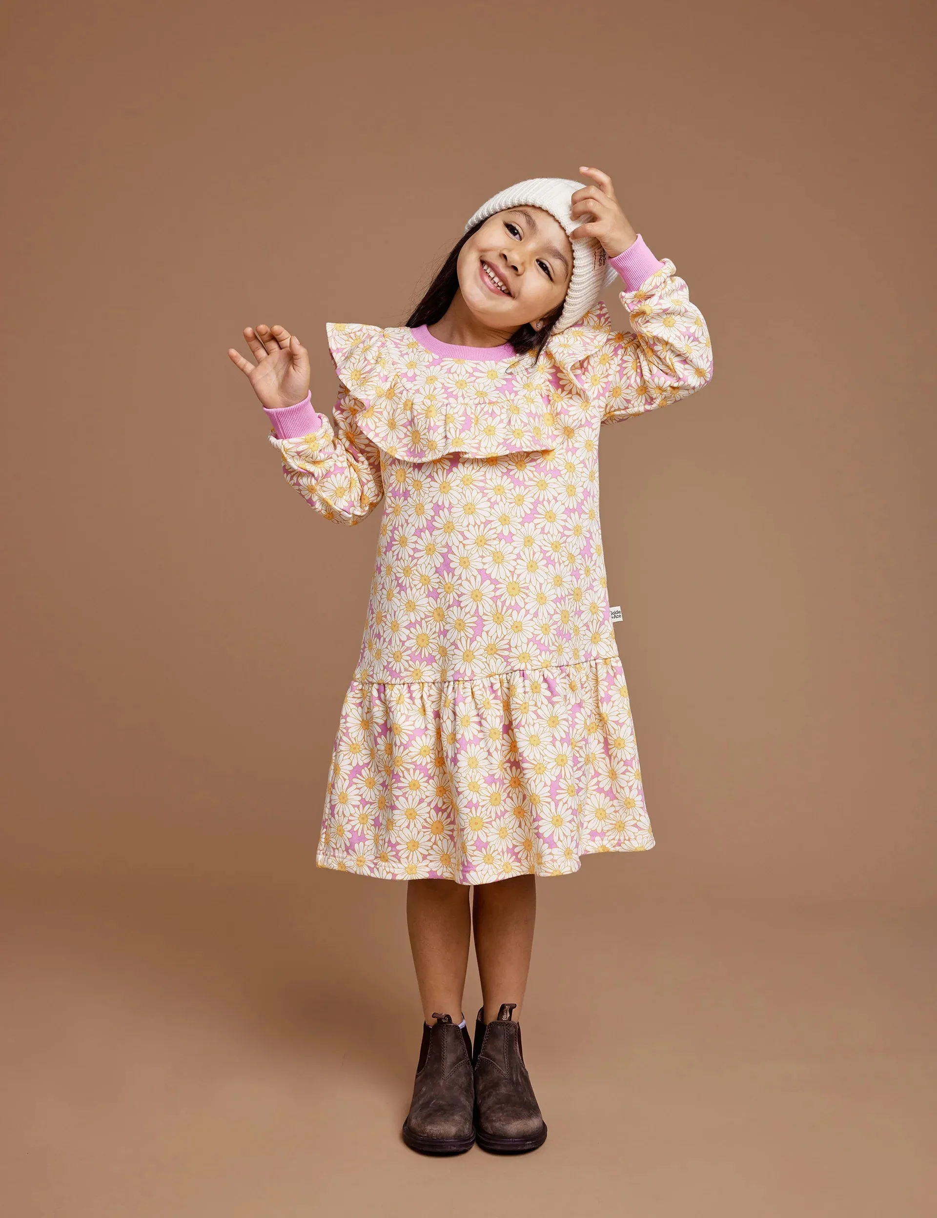 Daisy Meadow Frill Yolk Dress - Fairy Floss Golden