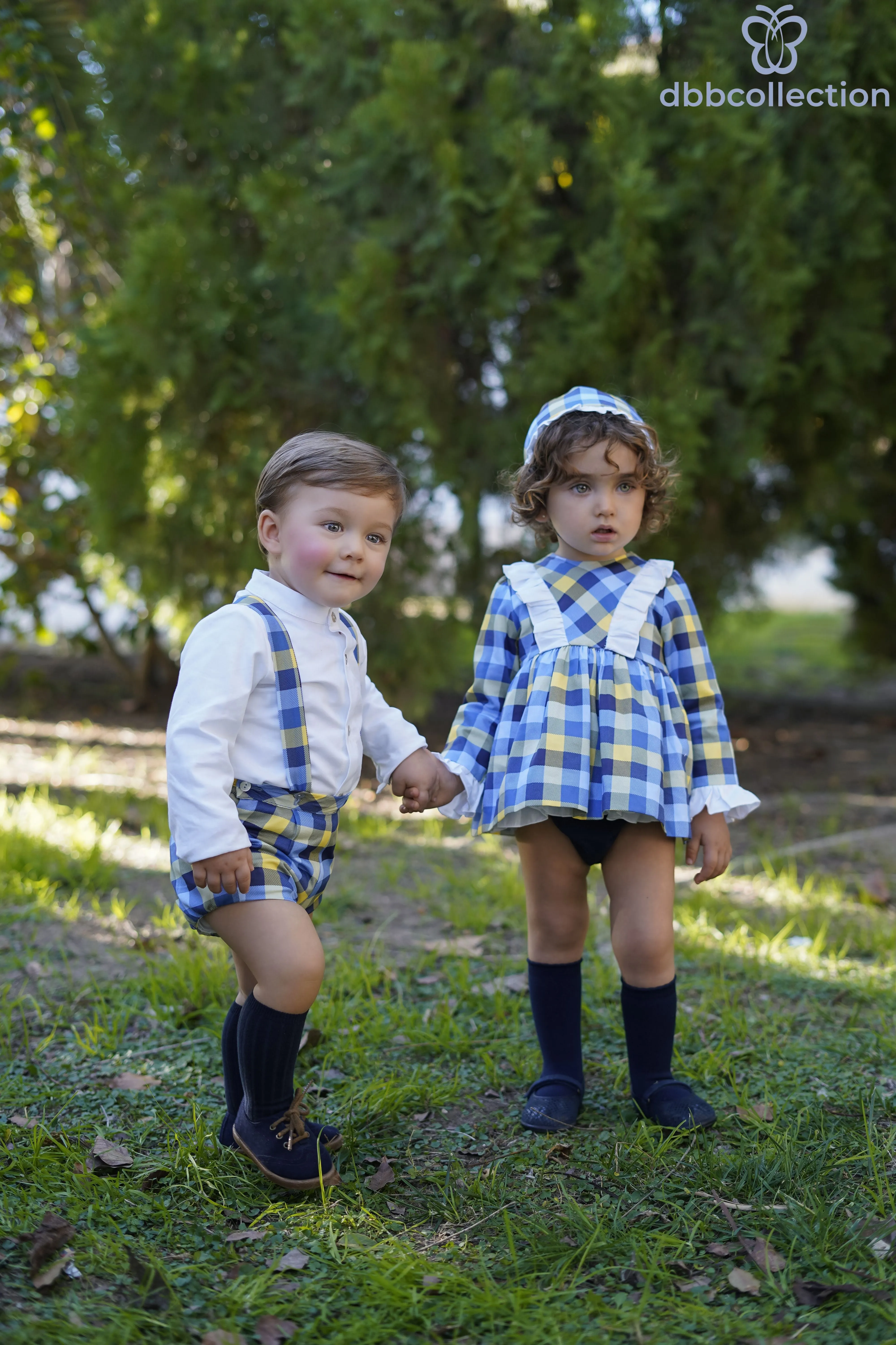 DBB Collection AW24 - Boys Blue, Yellow & White Check Shorts & Matching Shirt