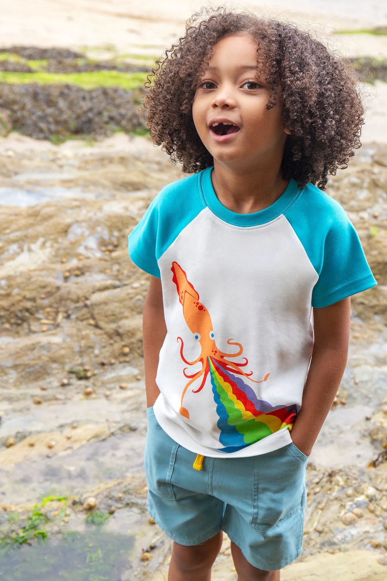 Frugi Robbie Raglan T-Shirt - Squid