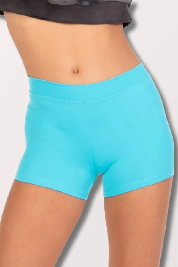 Girls ProWEAR Boy-Cut Shorts with Wide Waistband - Turquoise