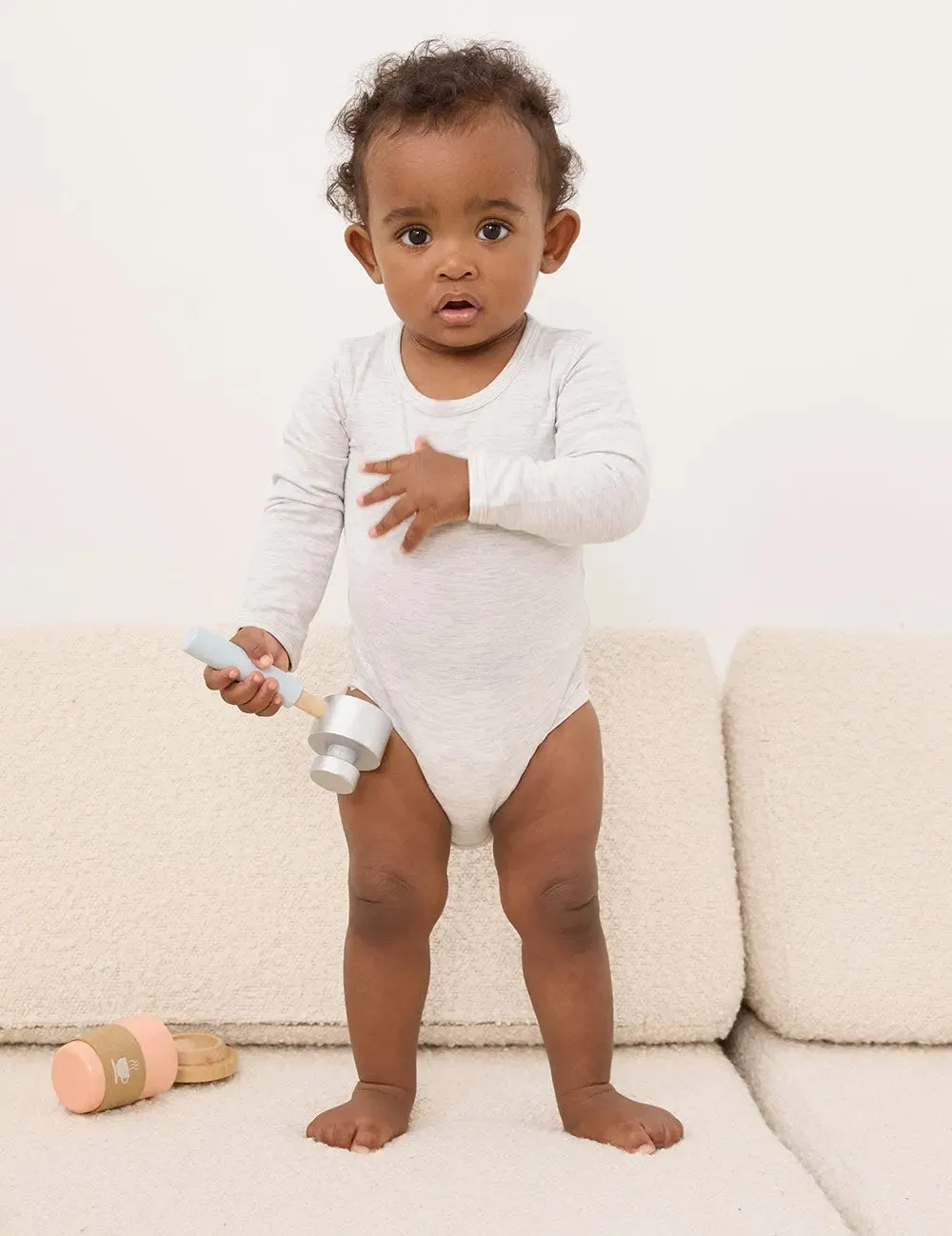 Heather Grey Baby Long Sleeve Bamboo Bodysuit