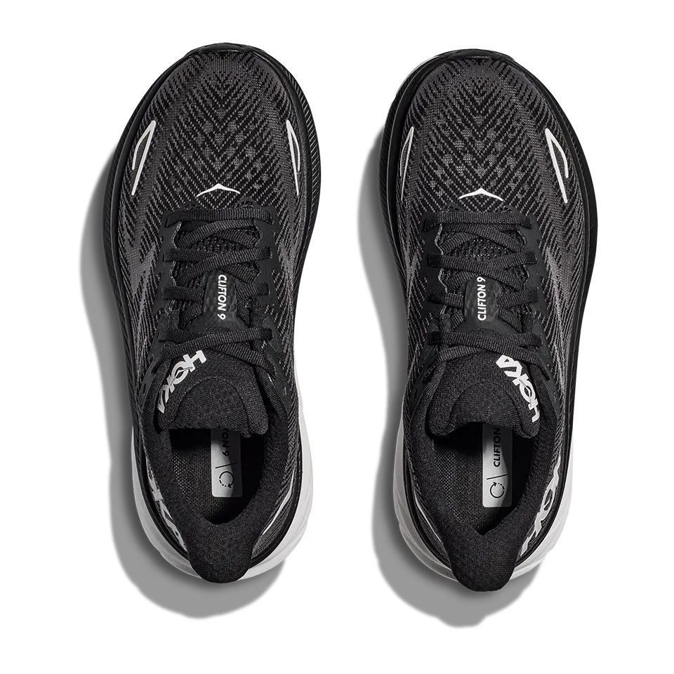 HOKA Men's Clifton 9 Wide Black/White