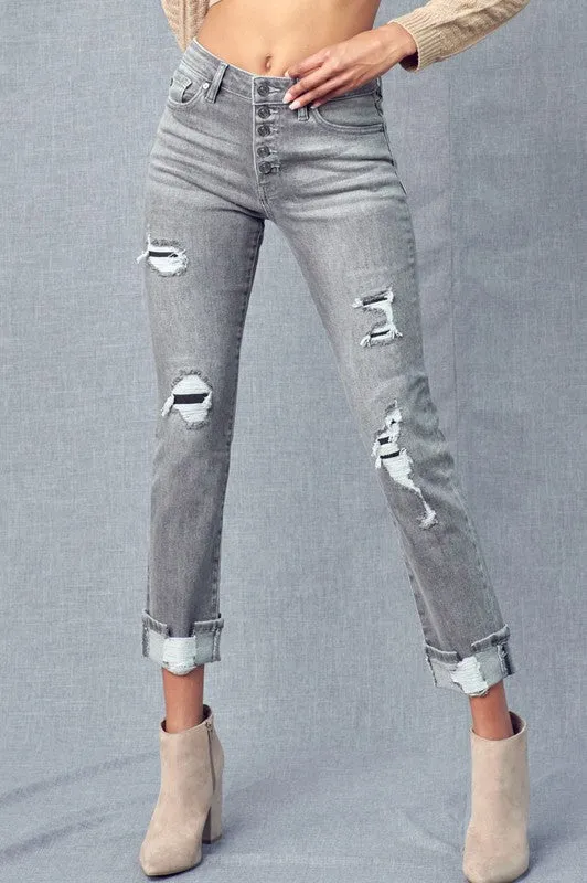 Kancan Dusty High Rise Straight Leg Jeans