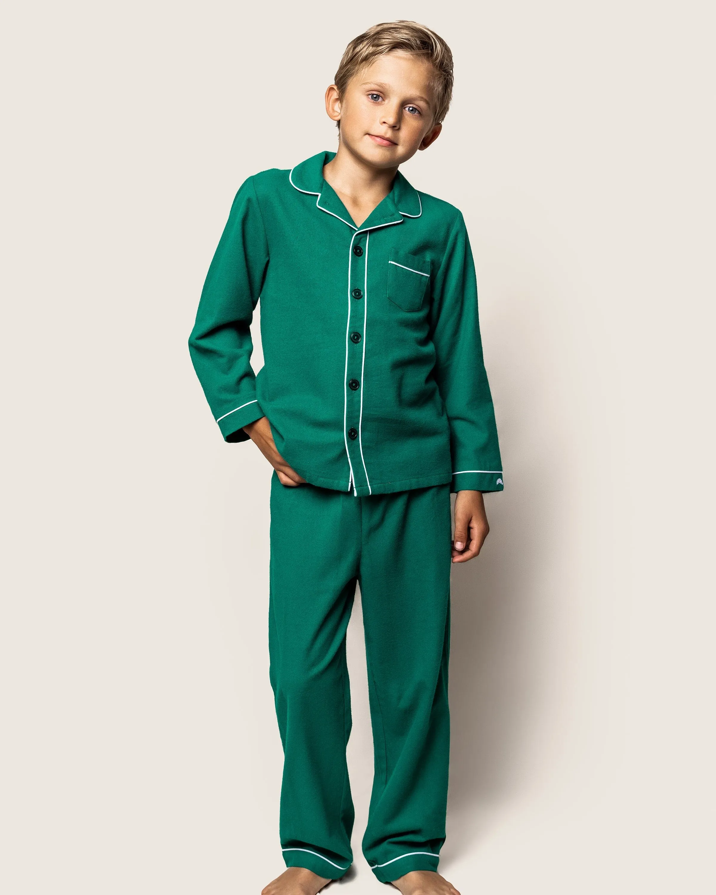 Kid's Flannel Pajama Set | Forest Green