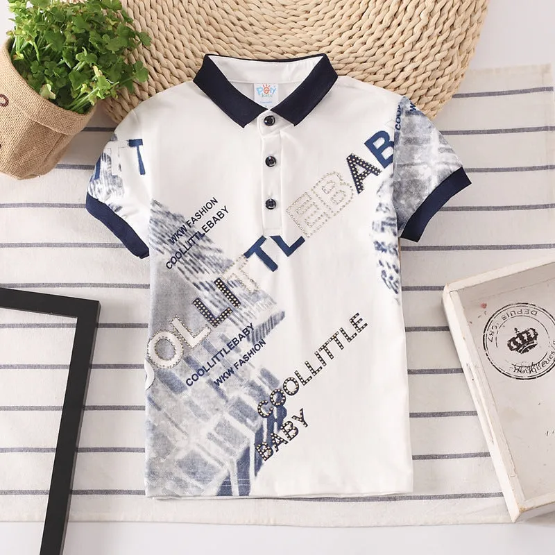 Kids' Short Sleeve Cotton Shirt | Boys' Solid Color Moisture-Wicking Polo