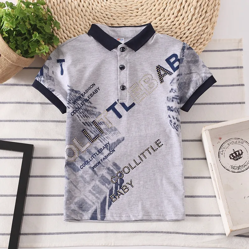 Kids' Short Sleeve Cotton Shirt | Boys' Solid Color Moisture-Wicking Polo