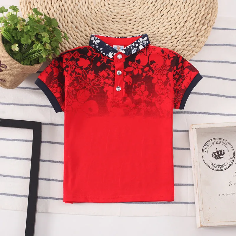 Kids' Short Sleeve Cotton Shirt | Boys' Solid Color Moisture-Wicking Polo