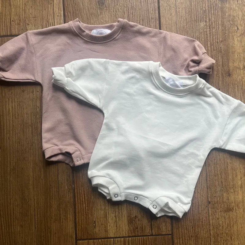 Long Sleeve Bubble Romper - Milk