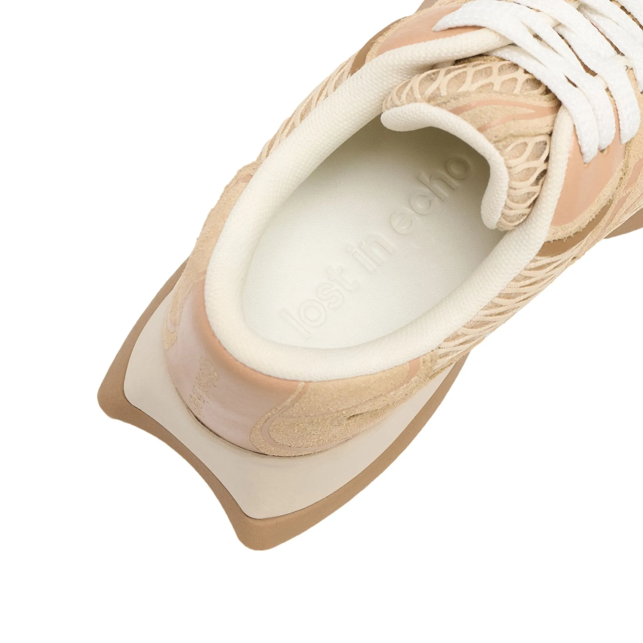 Mesh Stitching Embossed Vintage Running Shoes In Sandy