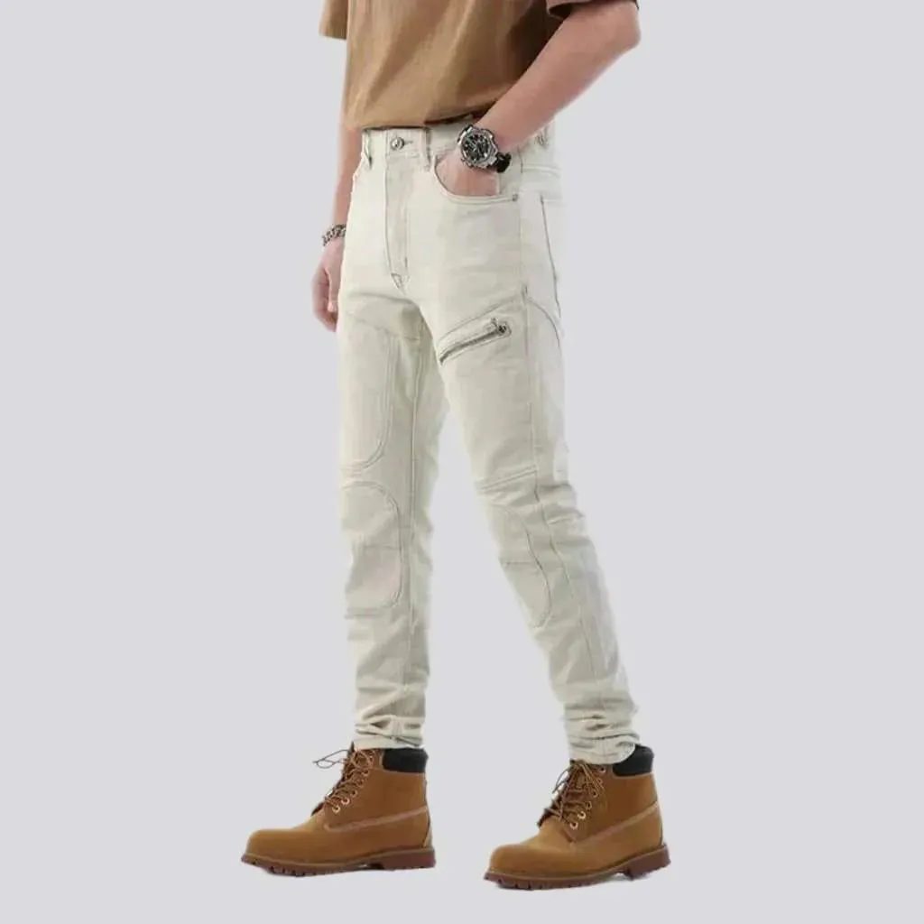 Mid-waist men's biker jeans