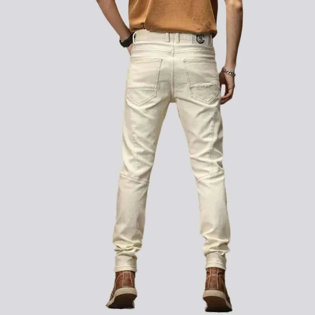 Mid-waist men's biker jeans