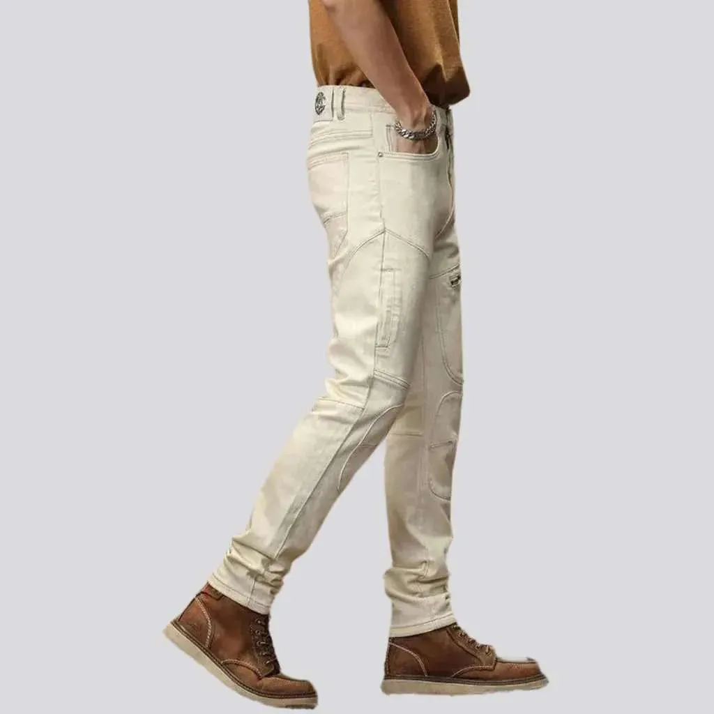 Mid-waist men's biker jeans