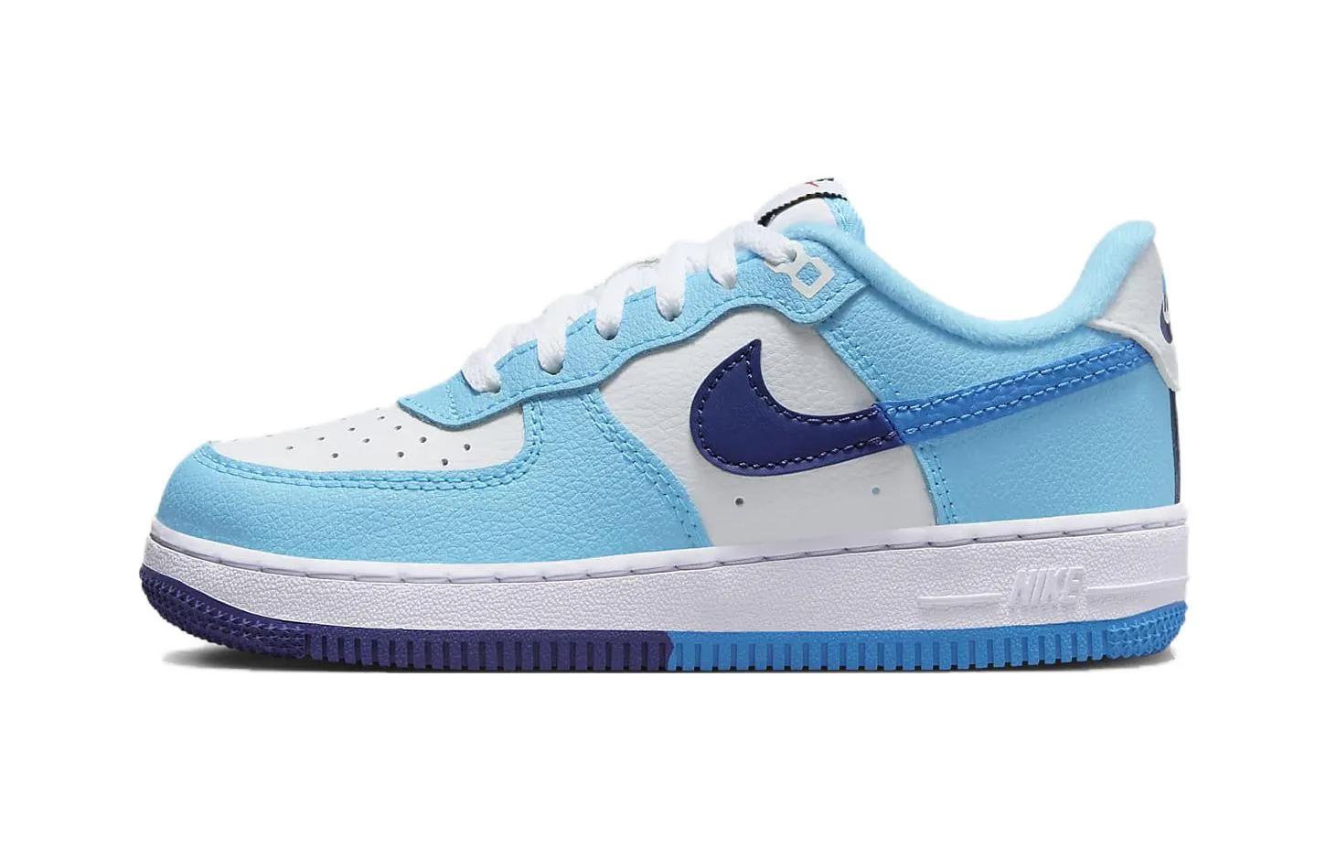 Nike Air Force 1 Low BP Children's Skateboarding Shoe color white/dark royal blue/baltic blue/light photo blue