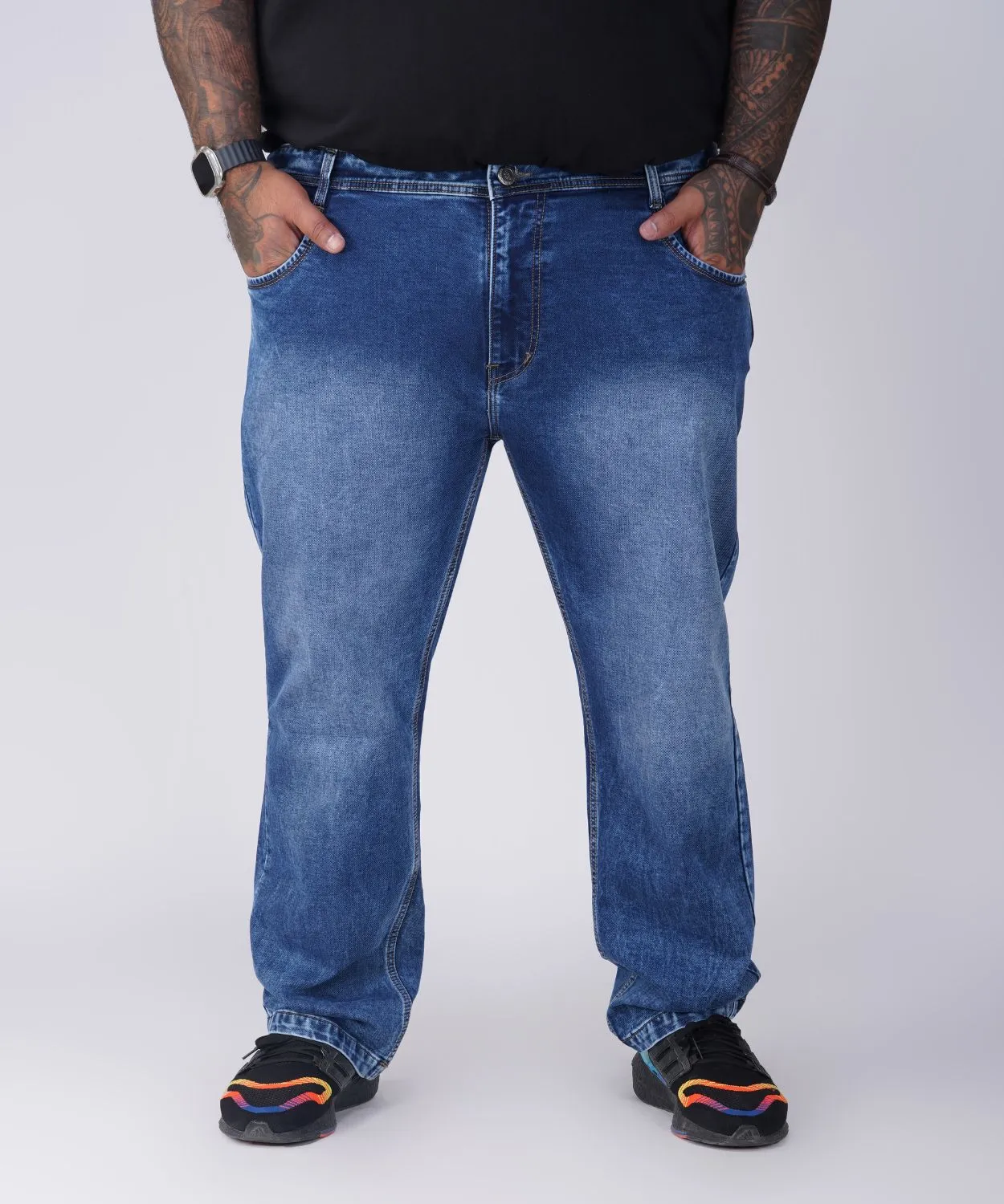 Plus Size Men Blue Comfort Fit Jeans