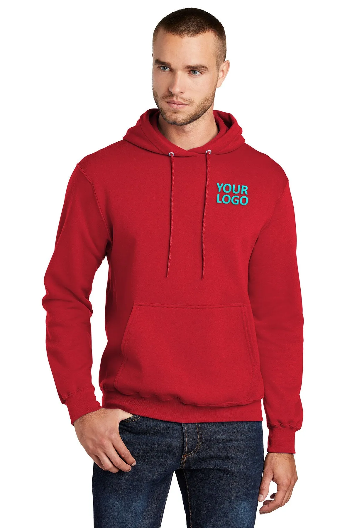 Port & Company Core Fleece Branded Hoodies, Red