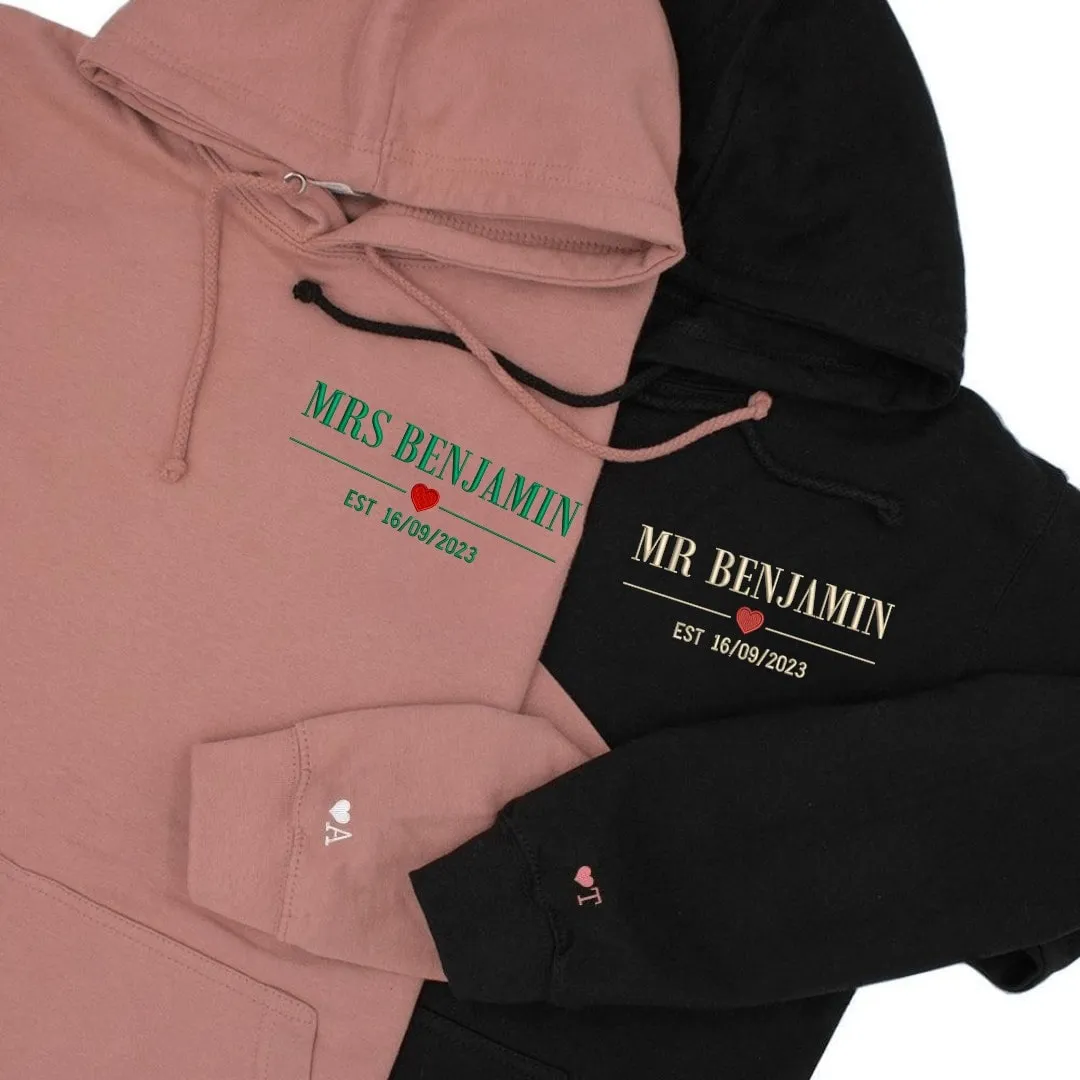 "Mr. & Mrs." Custom Hoodies - Personalized Anniversary Gifts For Couples