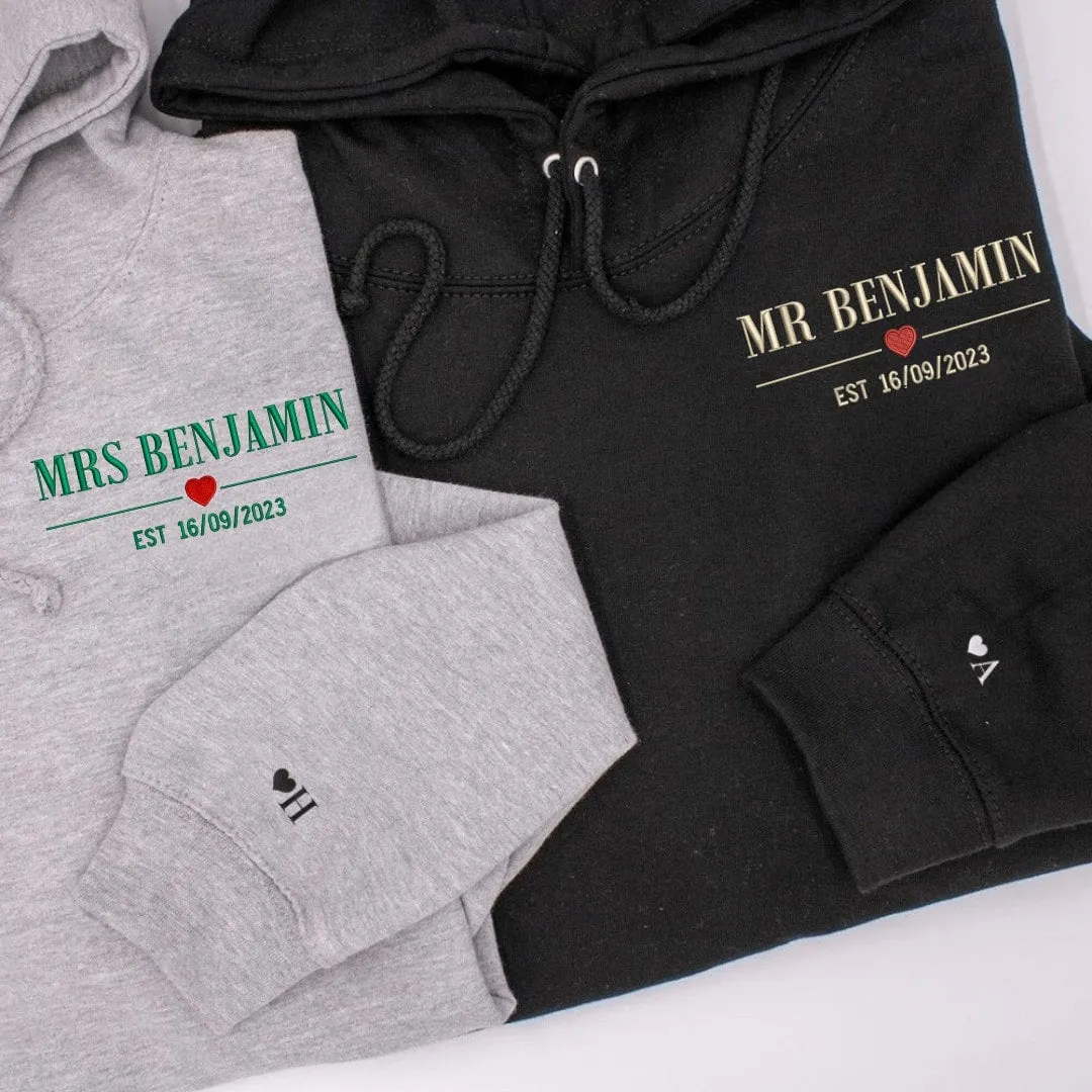 "Mr. & Mrs." Custom Hoodies - Personalized Anniversary Gifts For Couples