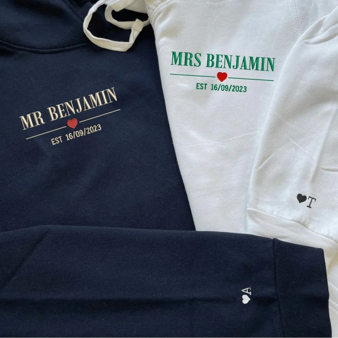 "Mr. & Mrs." Custom Hoodies - Personalized Anniversary Gifts For Couples