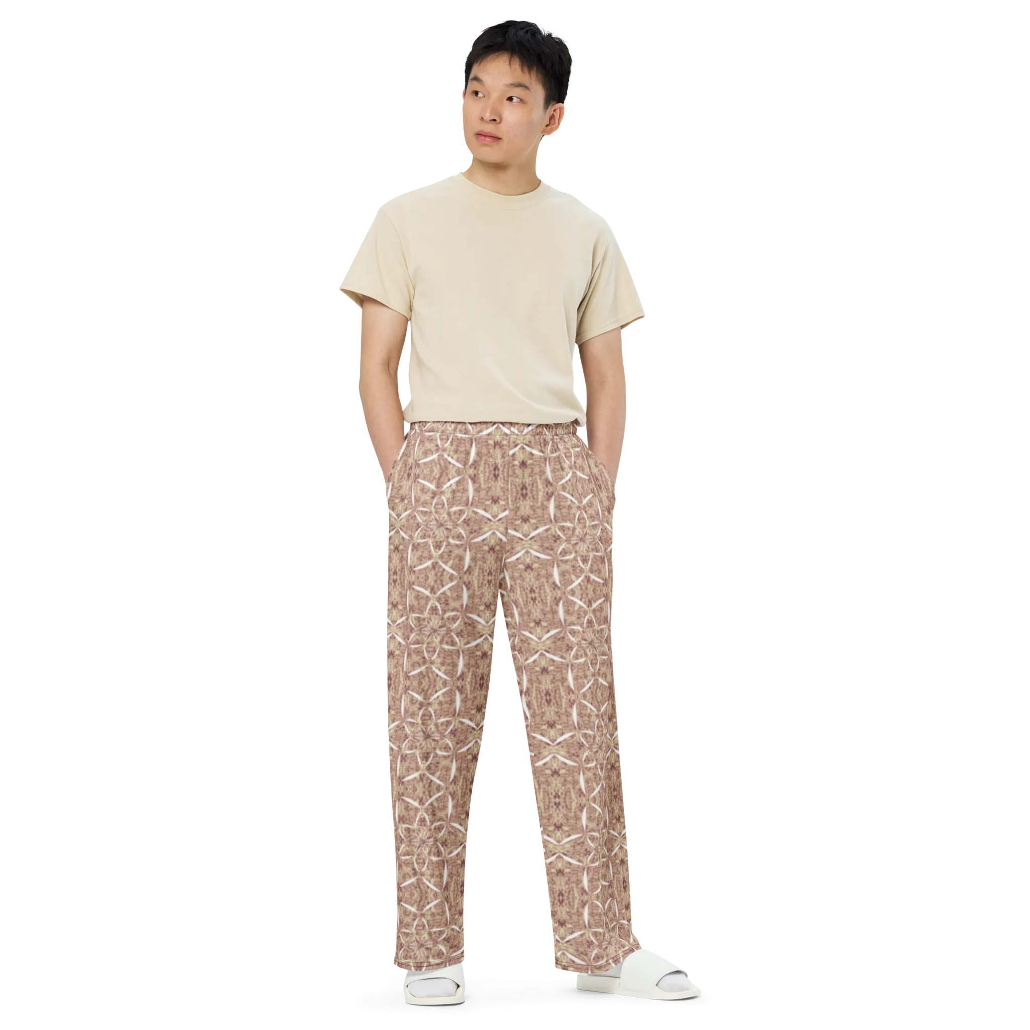 Recursia Lotus Light Men's Wide Leg Pants In Pink