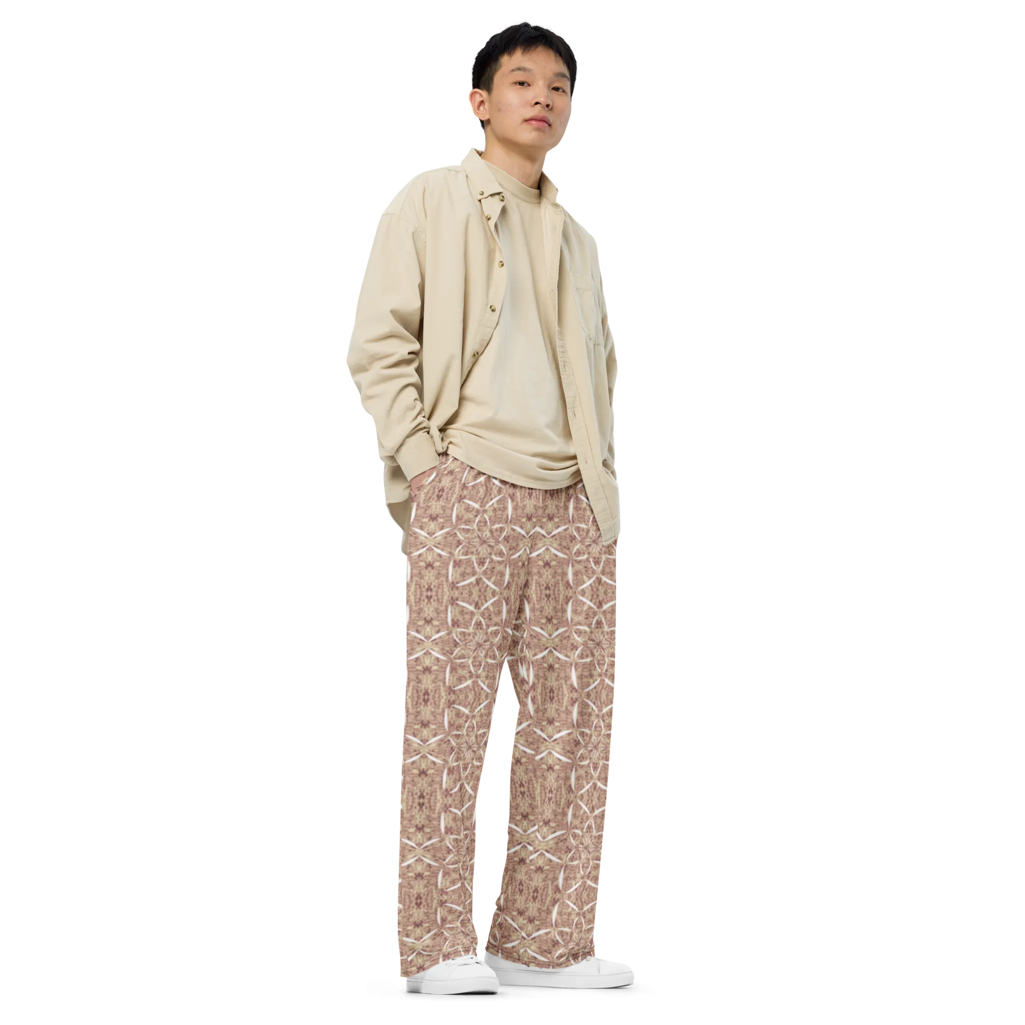 Recursia Lotus Light Men's Wide Leg Pants In Pink