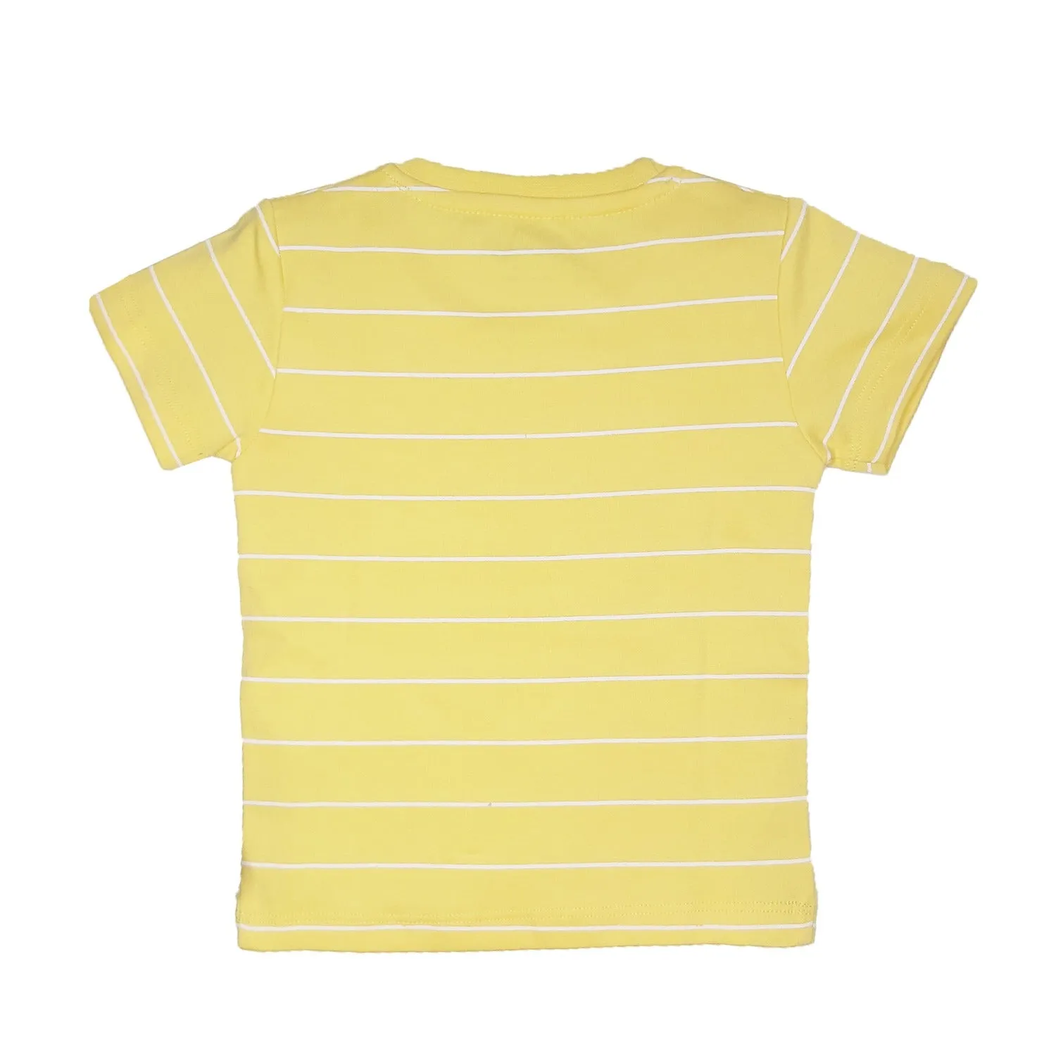 Round Neck T-Shirt - Stripes - Yellow / White / Grey - 3 Pc Pack