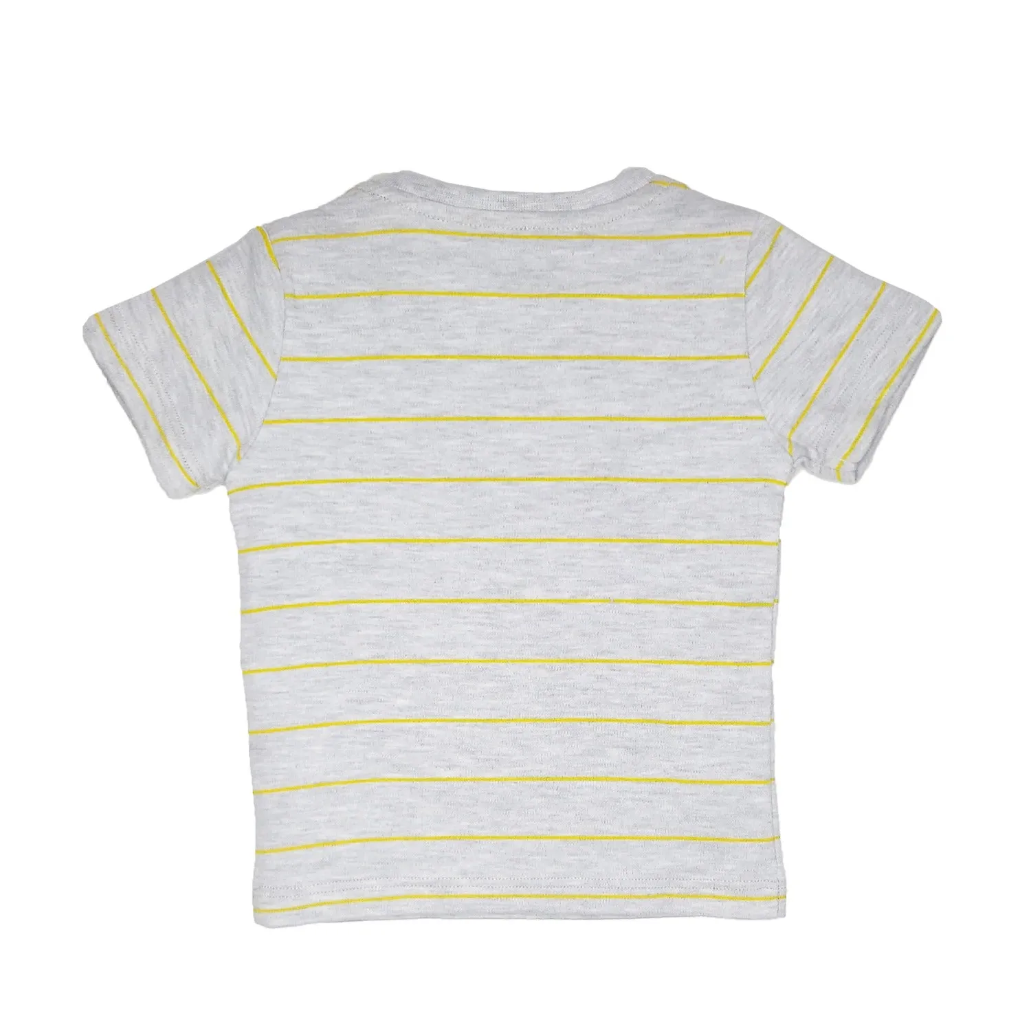 Round Neck T-Shirt - Stripes - Yellow / White / Grey - 3 Pc Pack