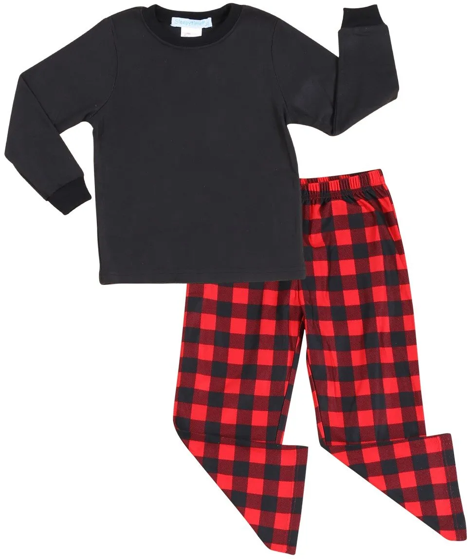 SleepytimePjs Christmas Family Matching Buffalo Plaid Flannel Pajamas for The Family