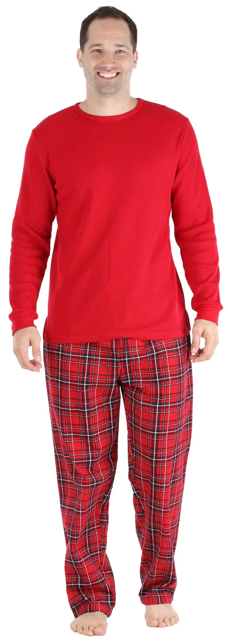 SleepytimePJs Family Matching Red Plaid Flannel Thermal Pajamas for the Family