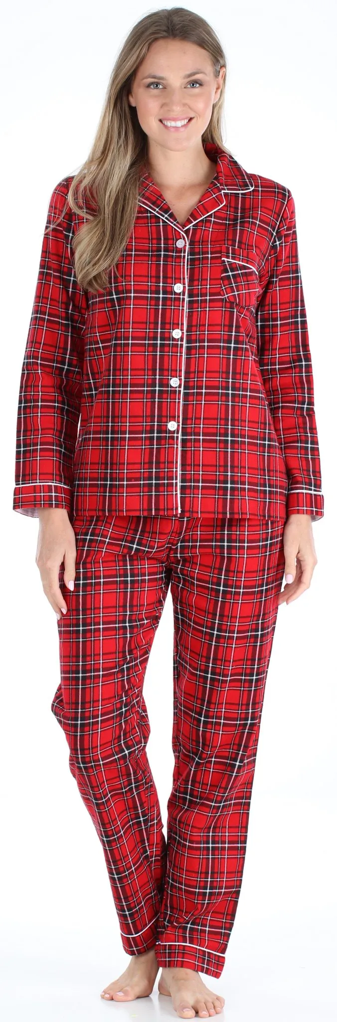 SleepytimePJs Family Matching Red Plaid Flannel Thermal Pajamas for the Family