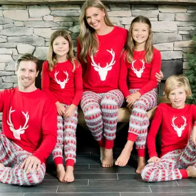 SleepytimePjs Red Holiday Family Matching Fair Isle Deer Pajama Sets